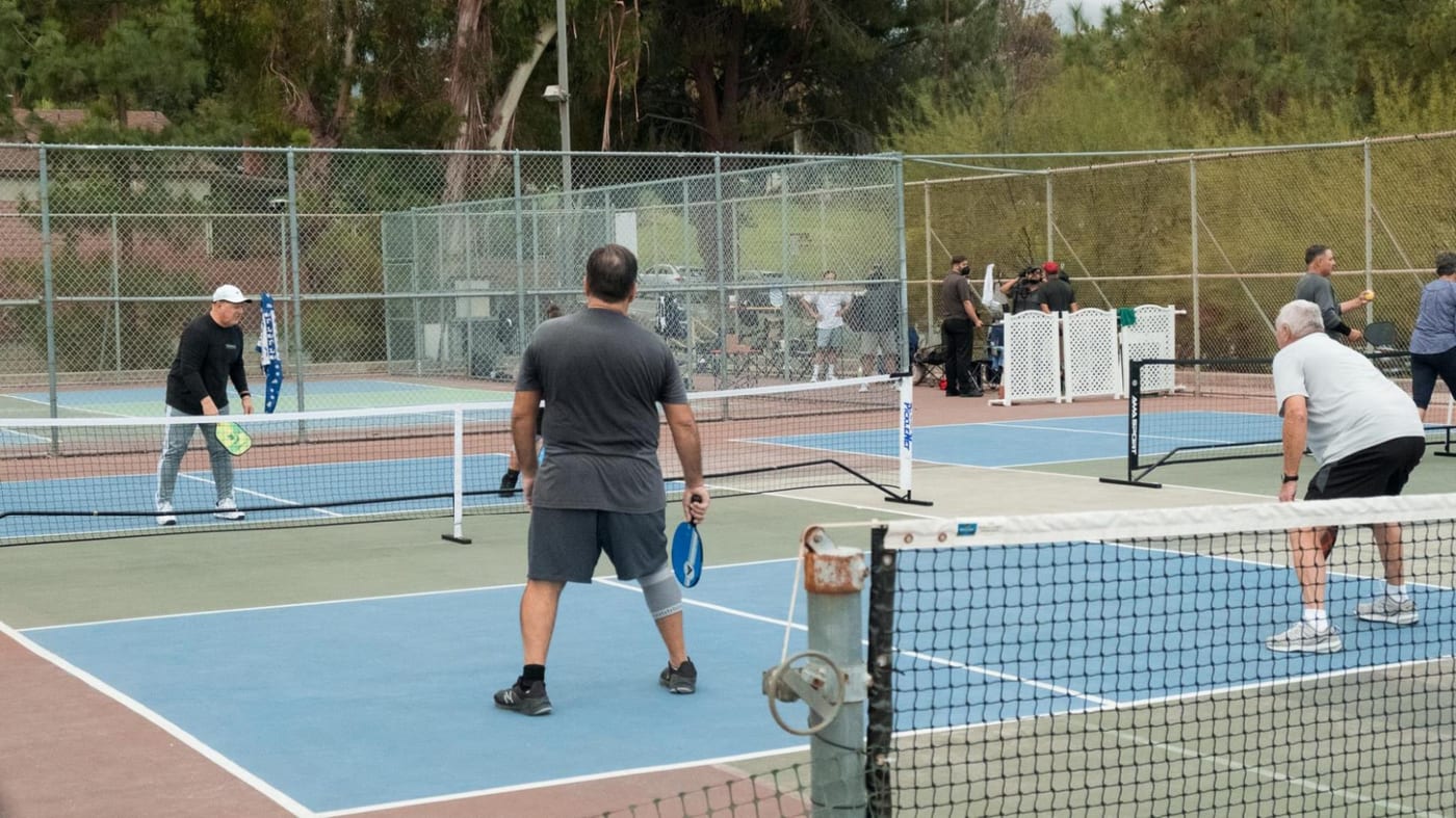A pickleball court at Border Park.