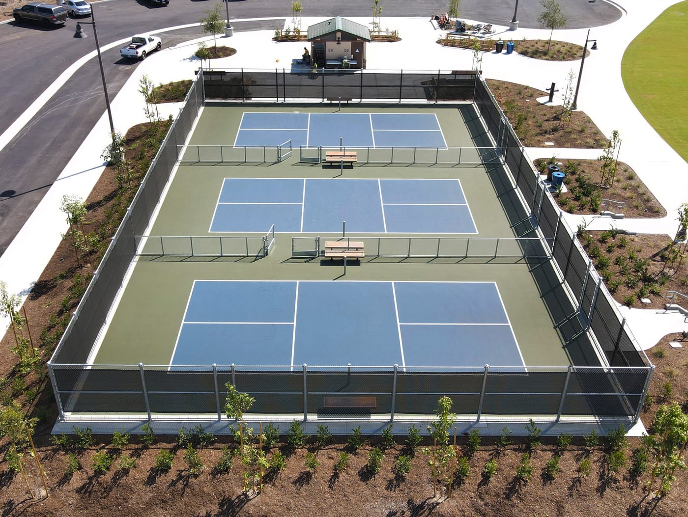 A pickleball court at Portola Park.