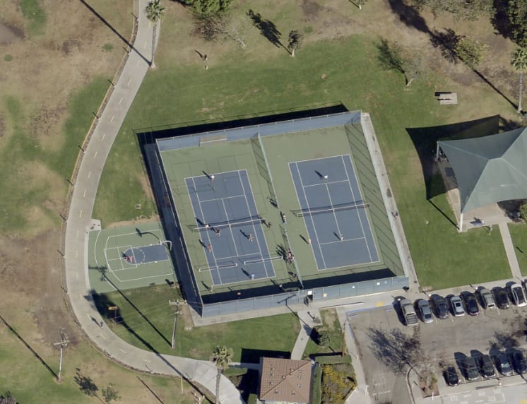 A pickleball court at Marina Vista Park.