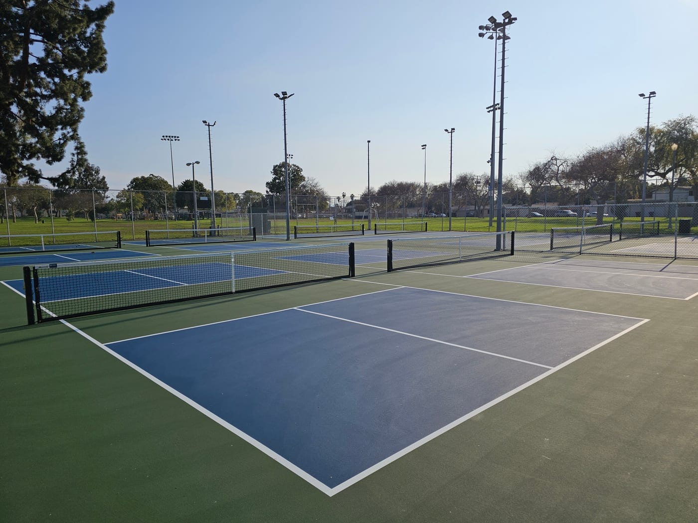 A pickleball court at Veterans Park.