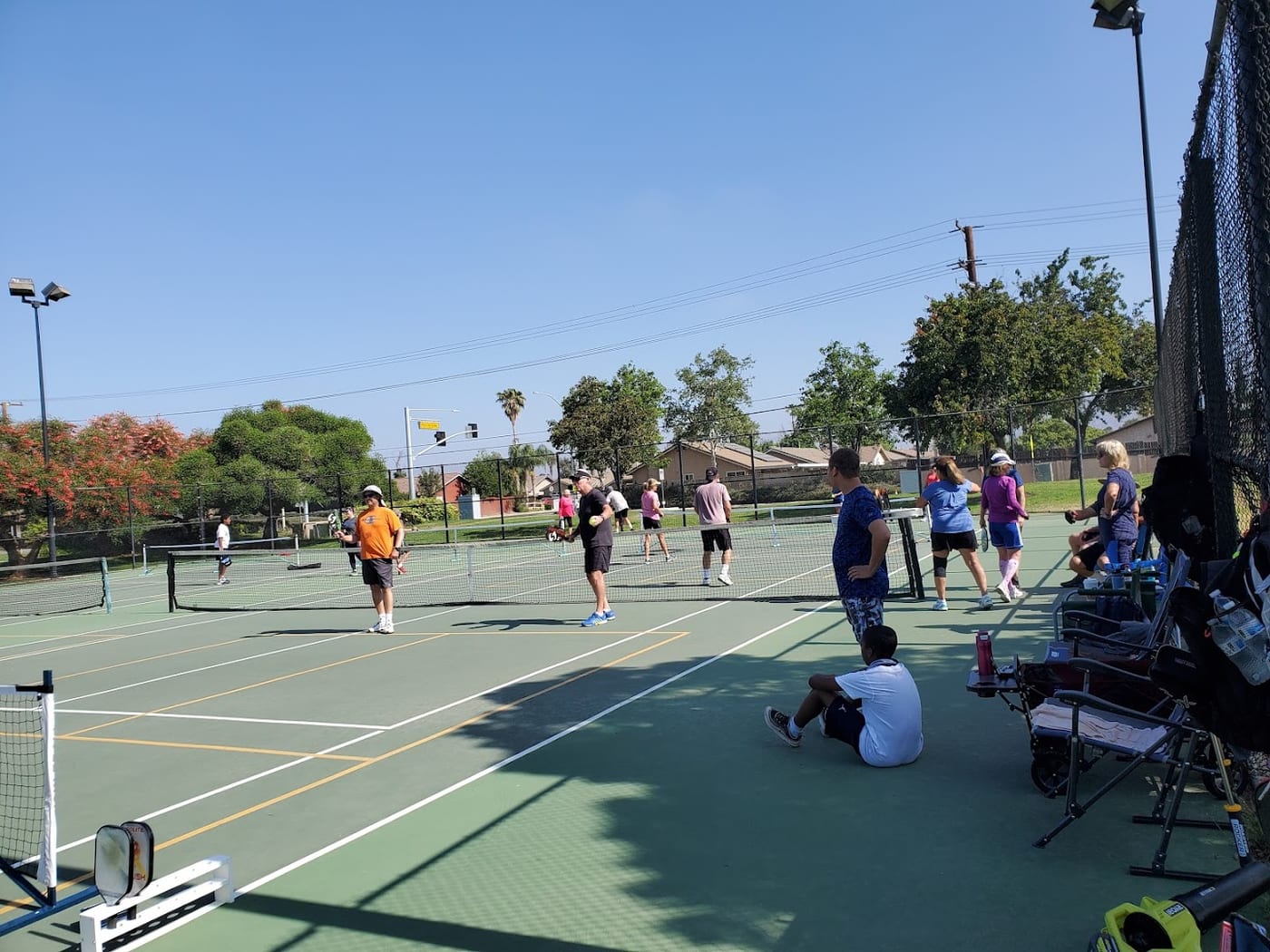 A pickleball court at Woodland Park.