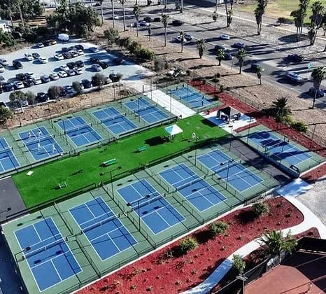 A pickleball court at Barnes Tennis Center.