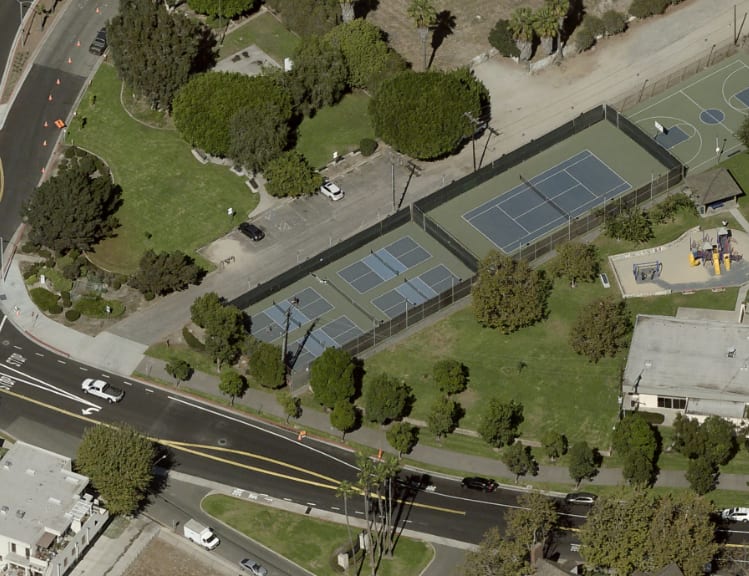 A pickleball court at Marina Park Seal Beach.