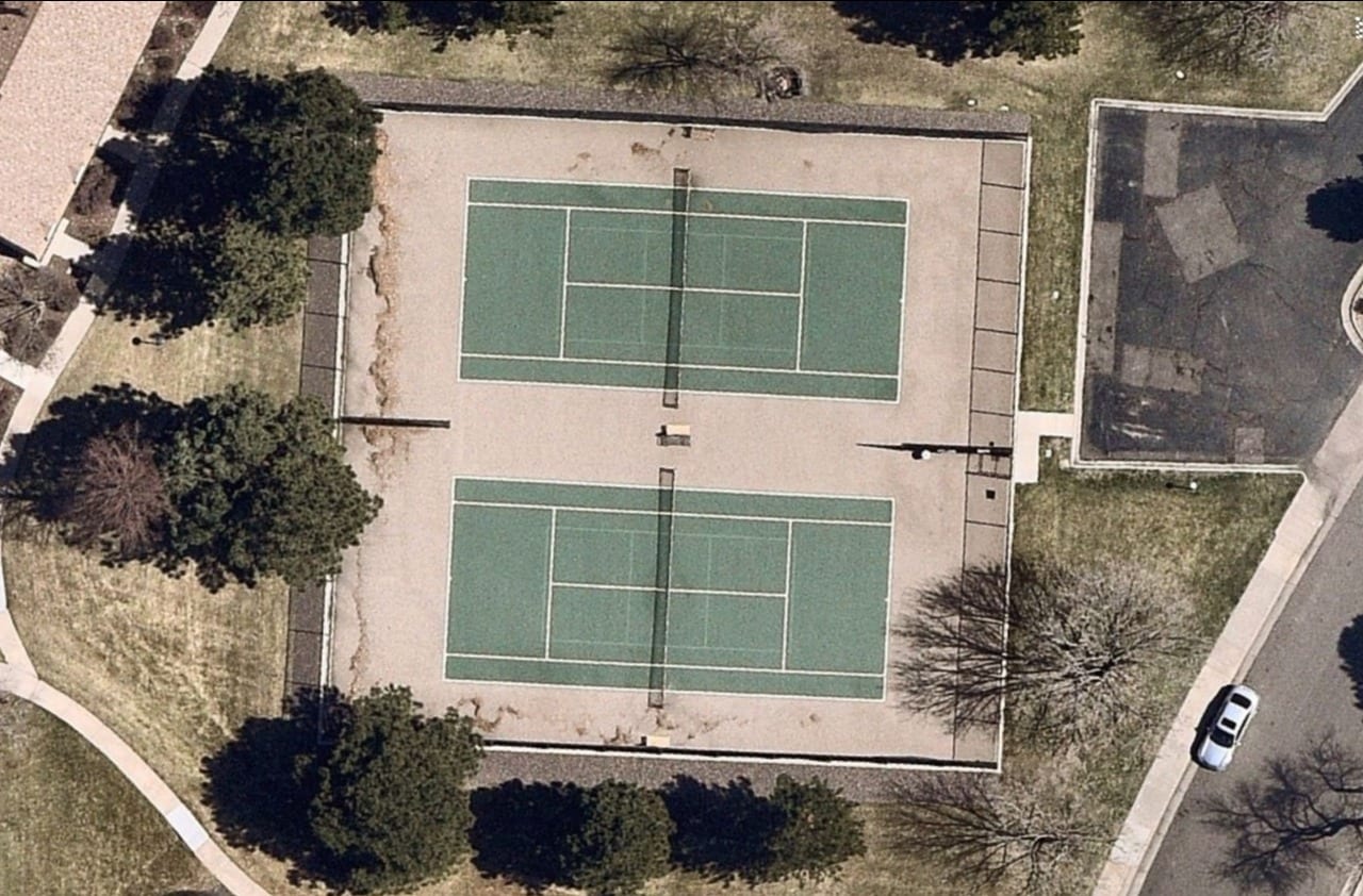 A pickleball court at Cherry Creek Meadows.
