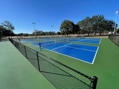 A pickleball court at Mooney Park Pickleball Courts.