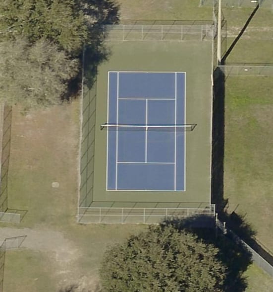 A pickleball court at Victoria Park.