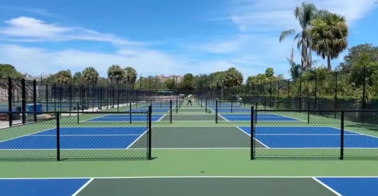 A pickleball court at Pelican Bay Community Park.