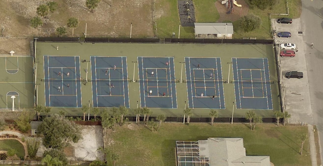 A pickleball court at Detwiler Park.