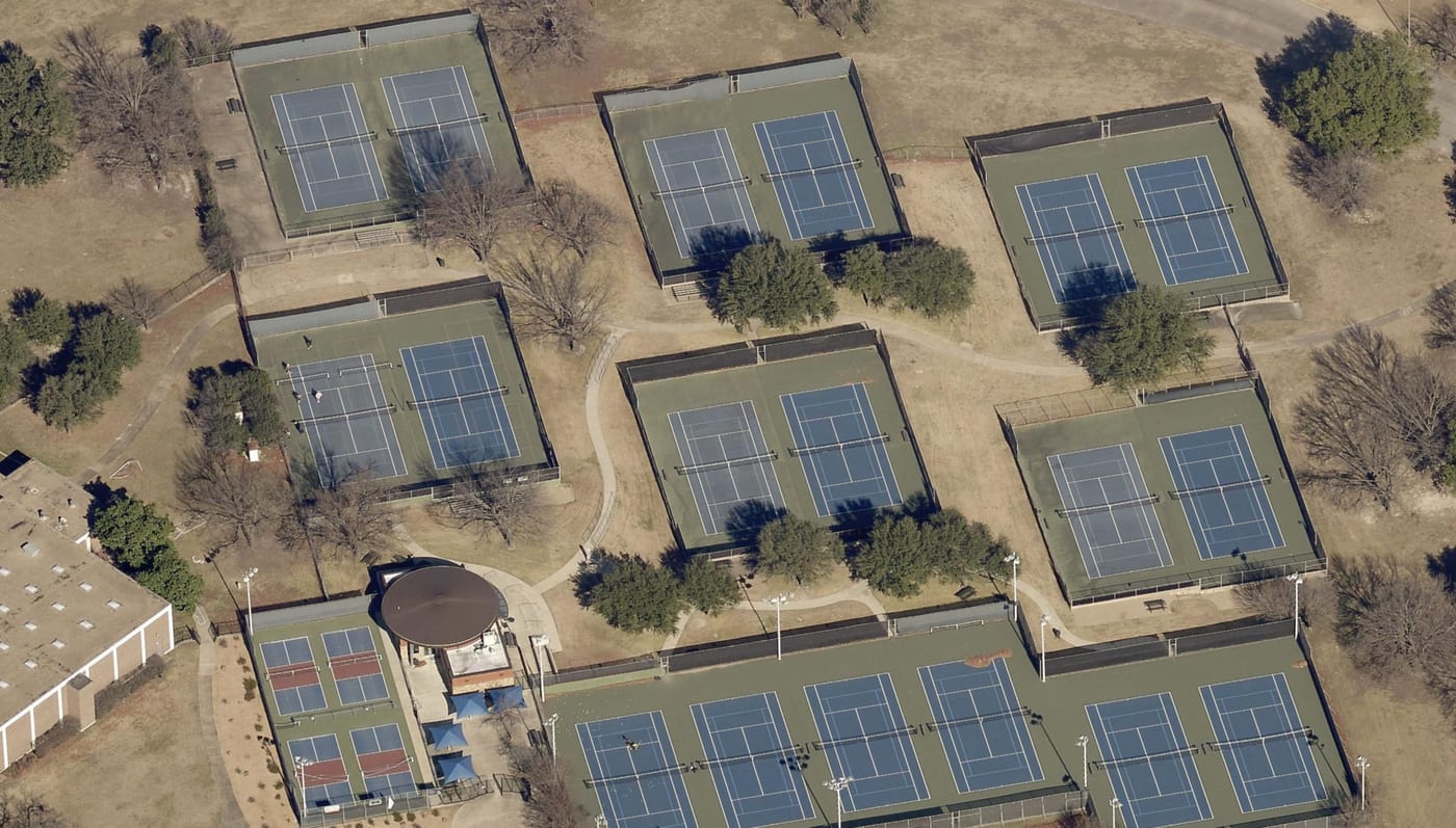 A pickleball court at Samuell Grand Tennis Center.