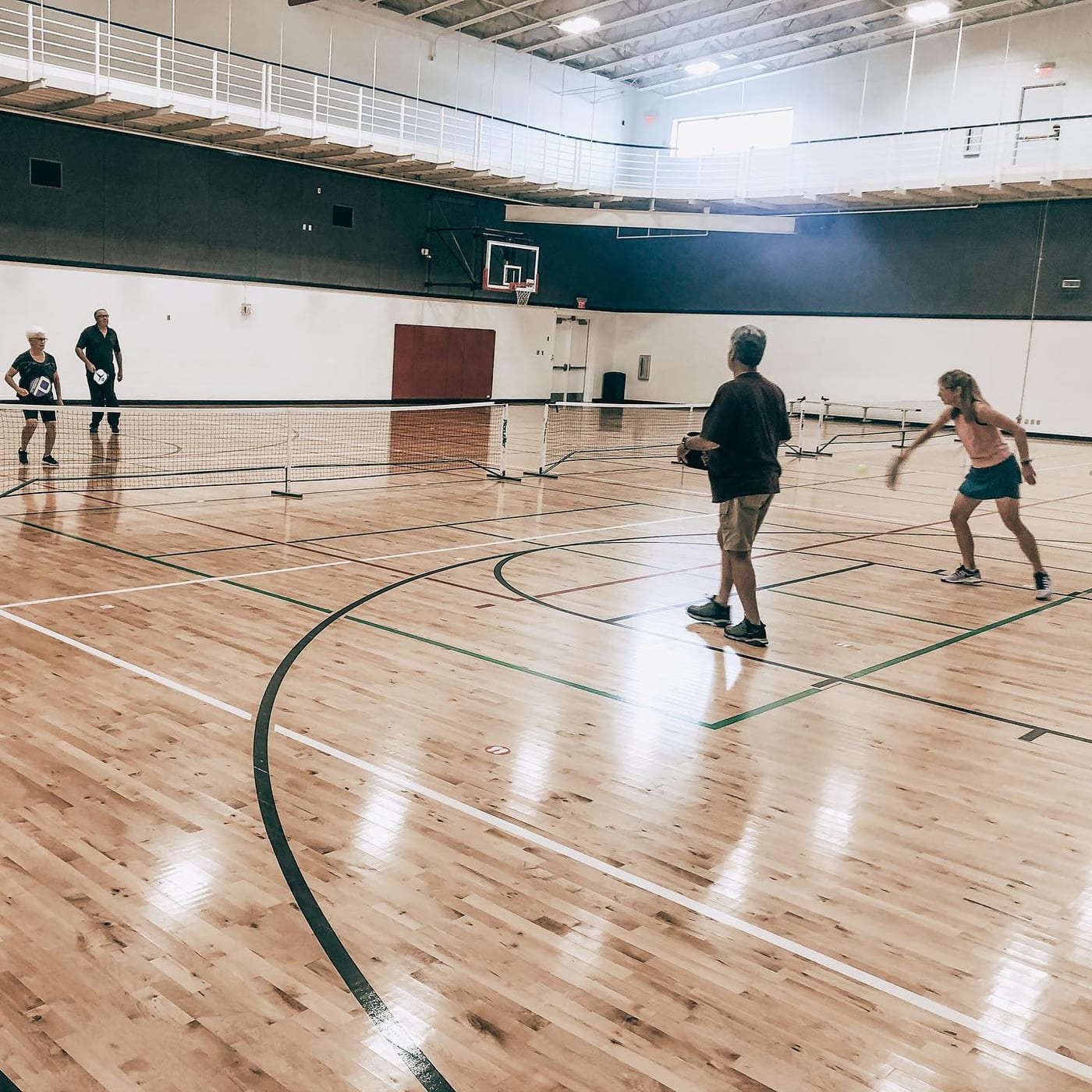 A pickleball court at D. Bradley Mcwilliams Ymca At Cypress Creek.