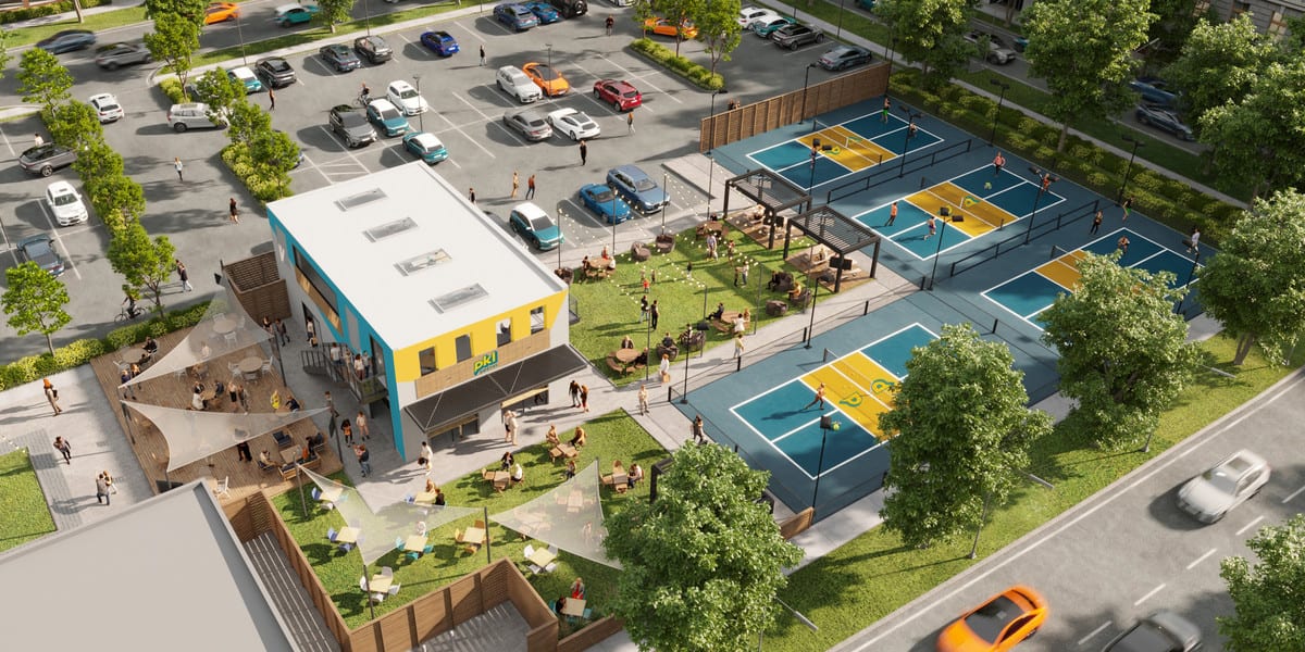 A pickleball court at PKL Social.