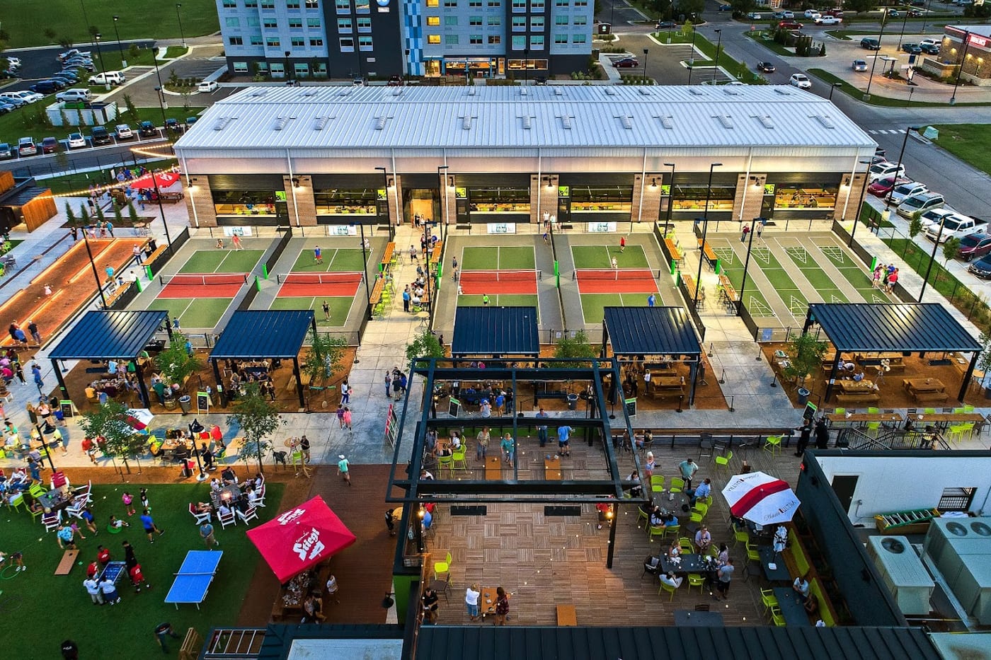 A pickleball court at Chicken N Pickle San Antonio.