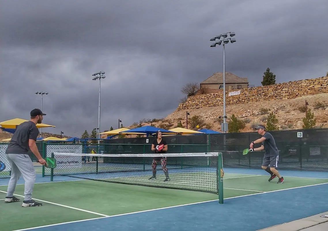 A pickleball court at Little Valley Pickleball Court Complex.