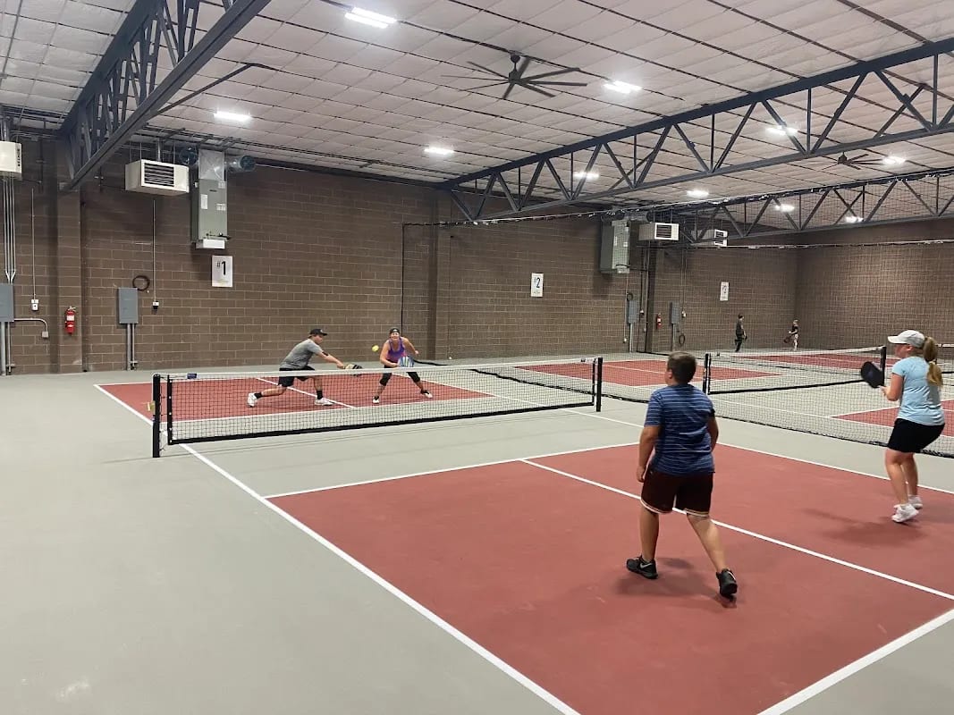 A pickleball court at The Kitchen Indoor Pickleball Courts.
