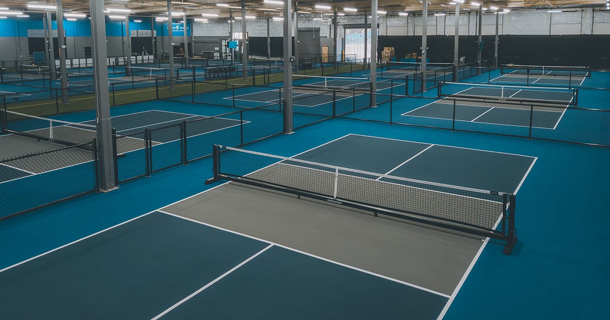 A pickleball court at Seattle - Side Out Tsunami.